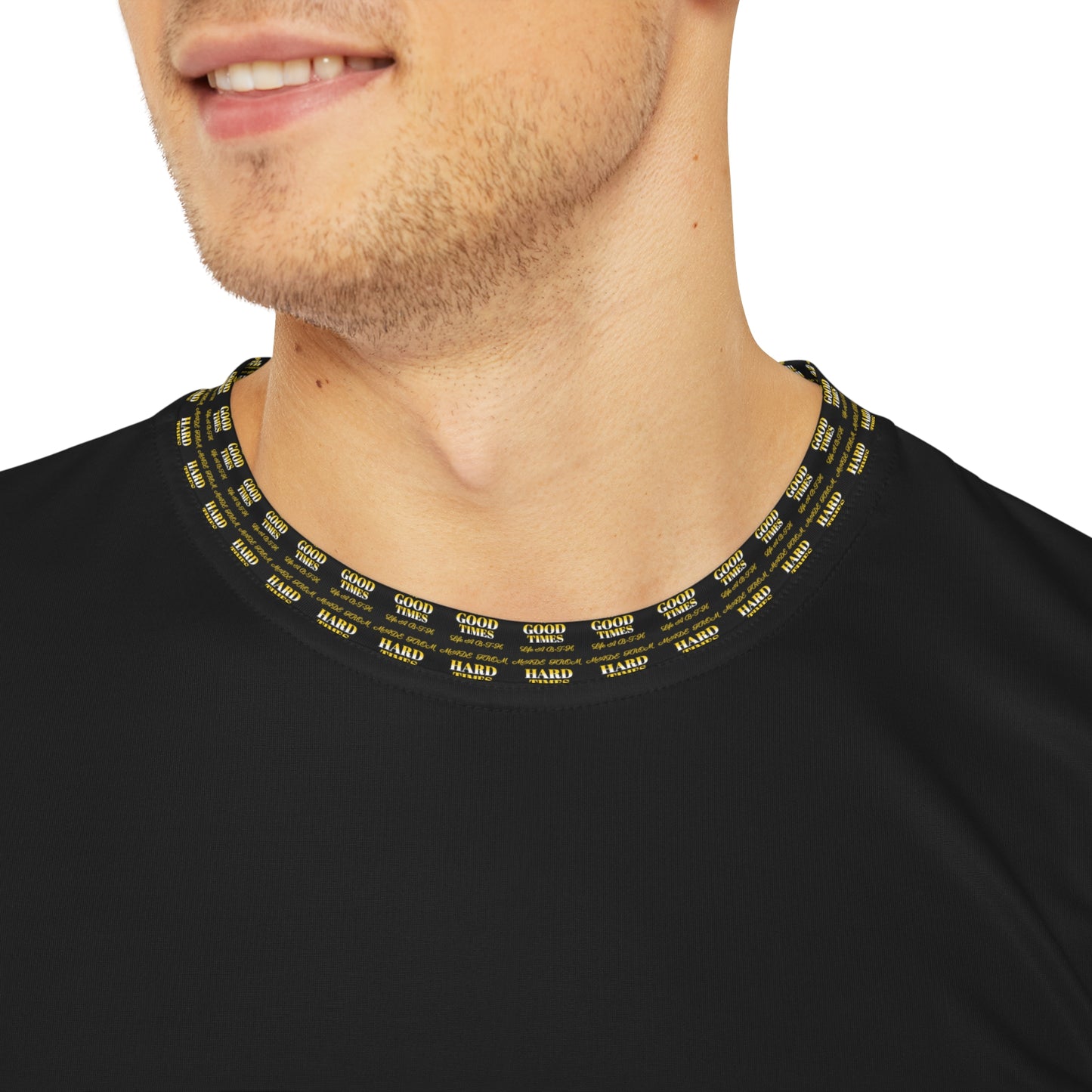 Men's Polyester Tee (AOP) HARD TIMES =VS= GOOD TIMES