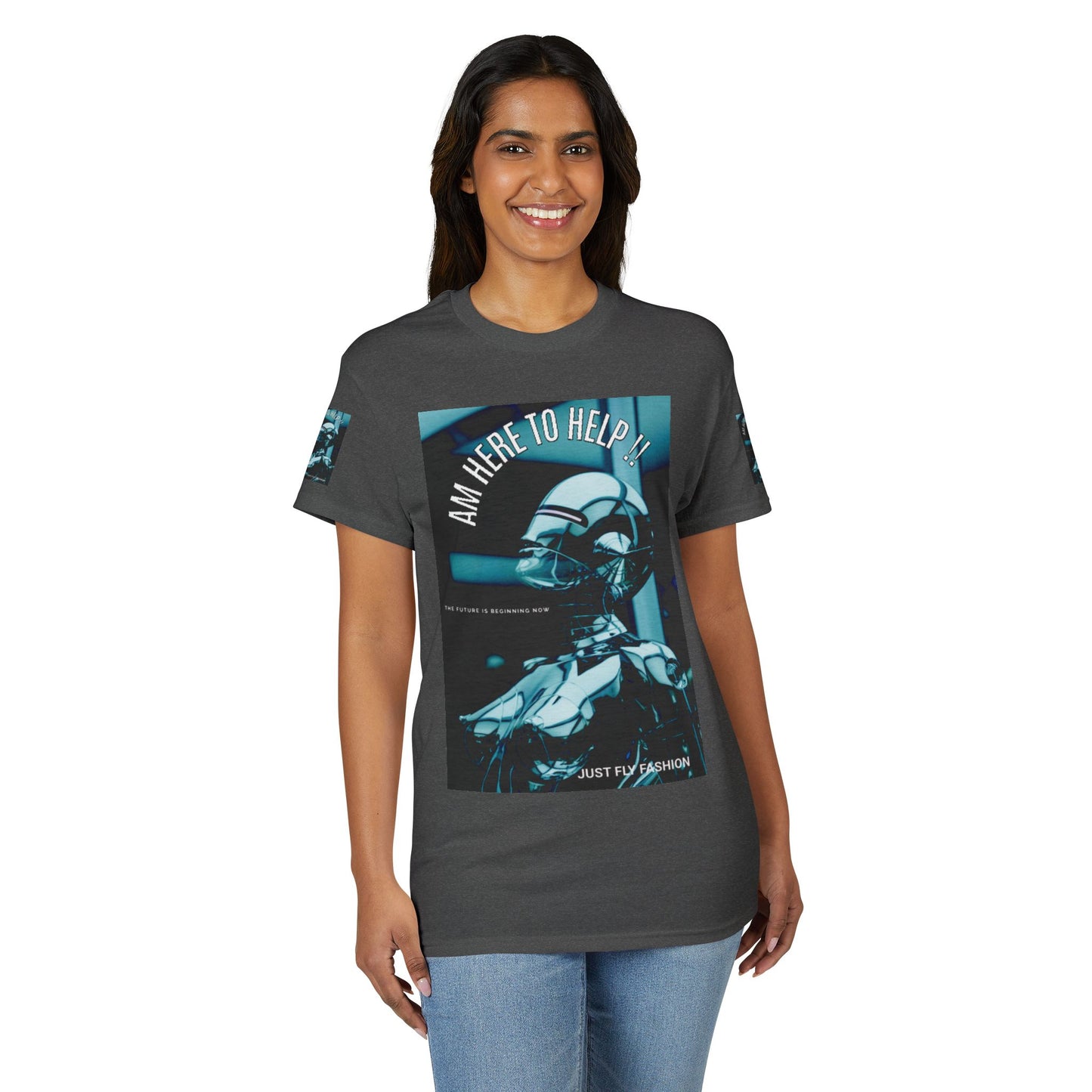I'm Here to Help Robot Graphic T-Shirt — Futuristic Sci‑Fi AI Tee