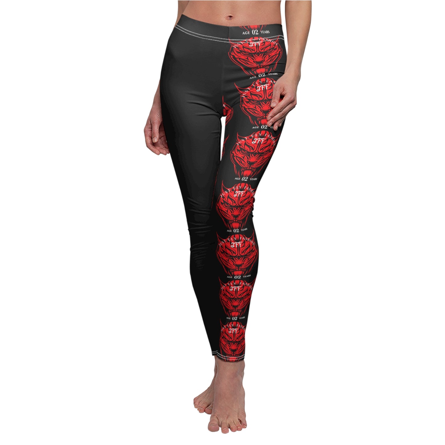 Women's Cut & Sew Casual Leggings (AOP)  RED TIGER JFF
