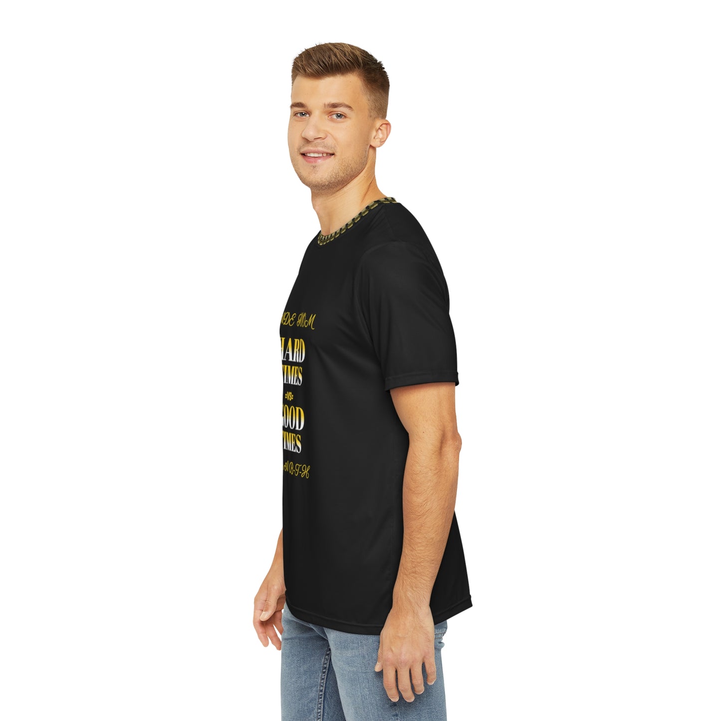 Men's Polyester Tee (AOP) HARD TIMES =VS= GOOD TIMES