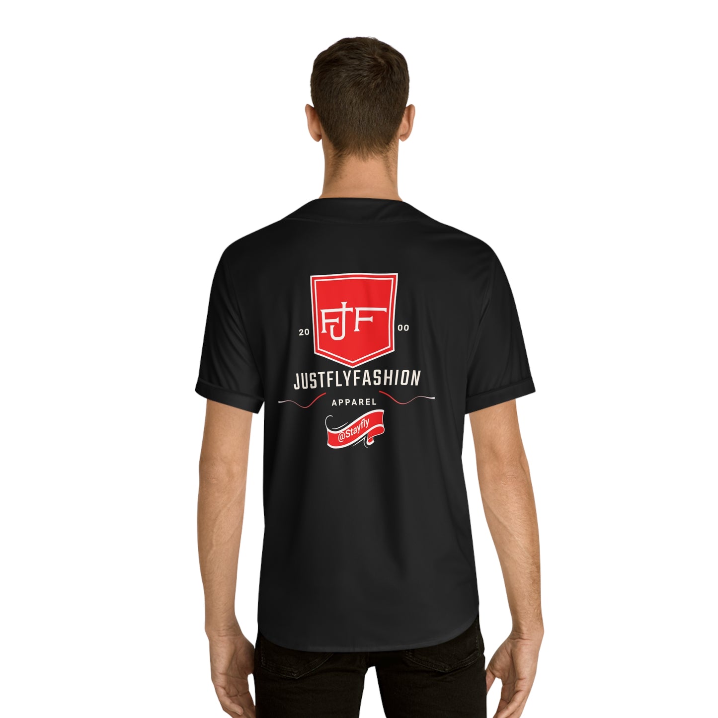 Men's Baseball Jersey (AOP) JFF APPAREL TRIMS WHITE  OR  BLACK