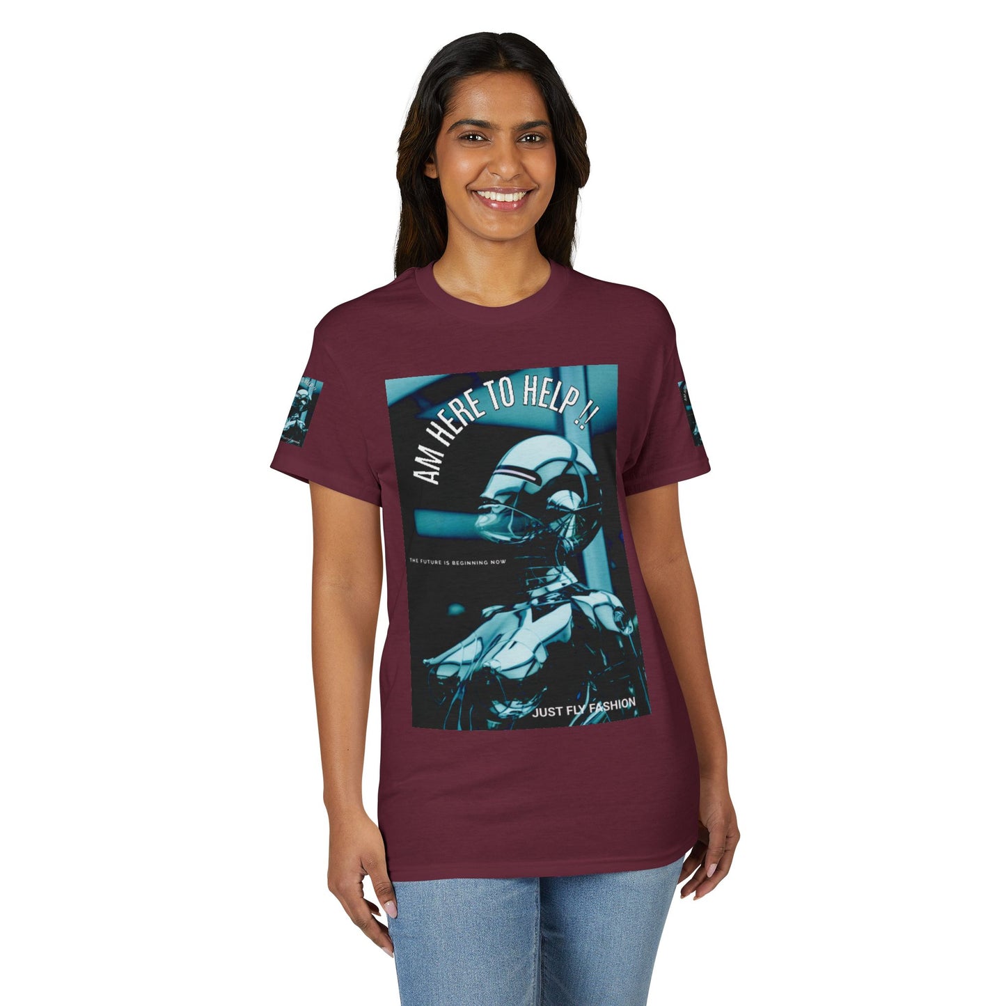 I'm Here to Help Robot Graphic T-Shirt — Futuristic Sci‑Fi AI Tee