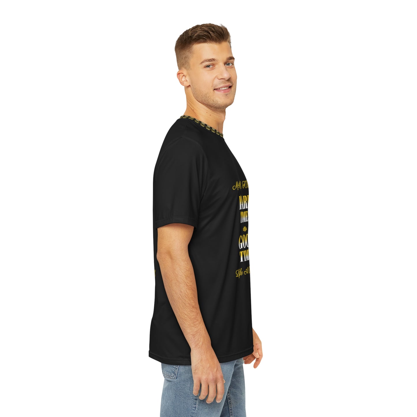 Men's Polyester Tee (AOP) HARD TIMES =VS= GOOD TIMES