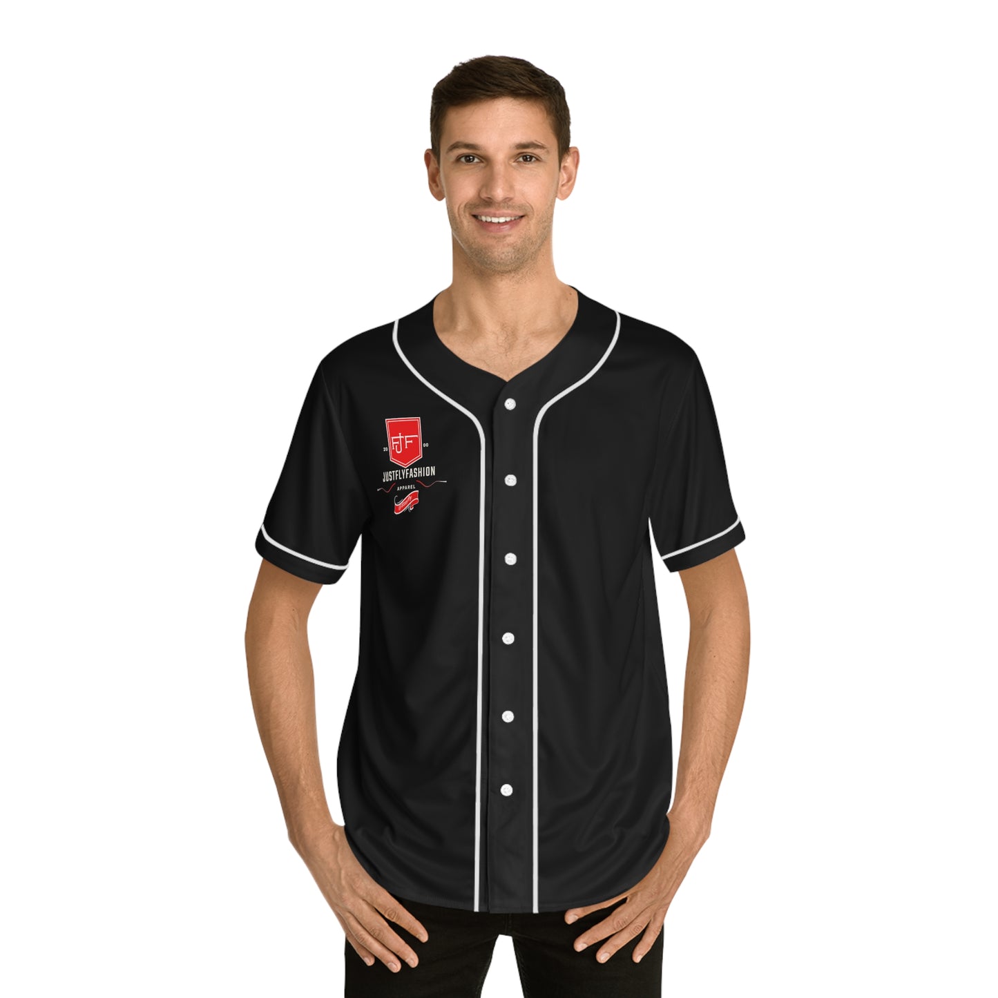 Men's Baseball Jersey (AOP) JFF APPAREL TRIMS WHITE  OR  BLACK