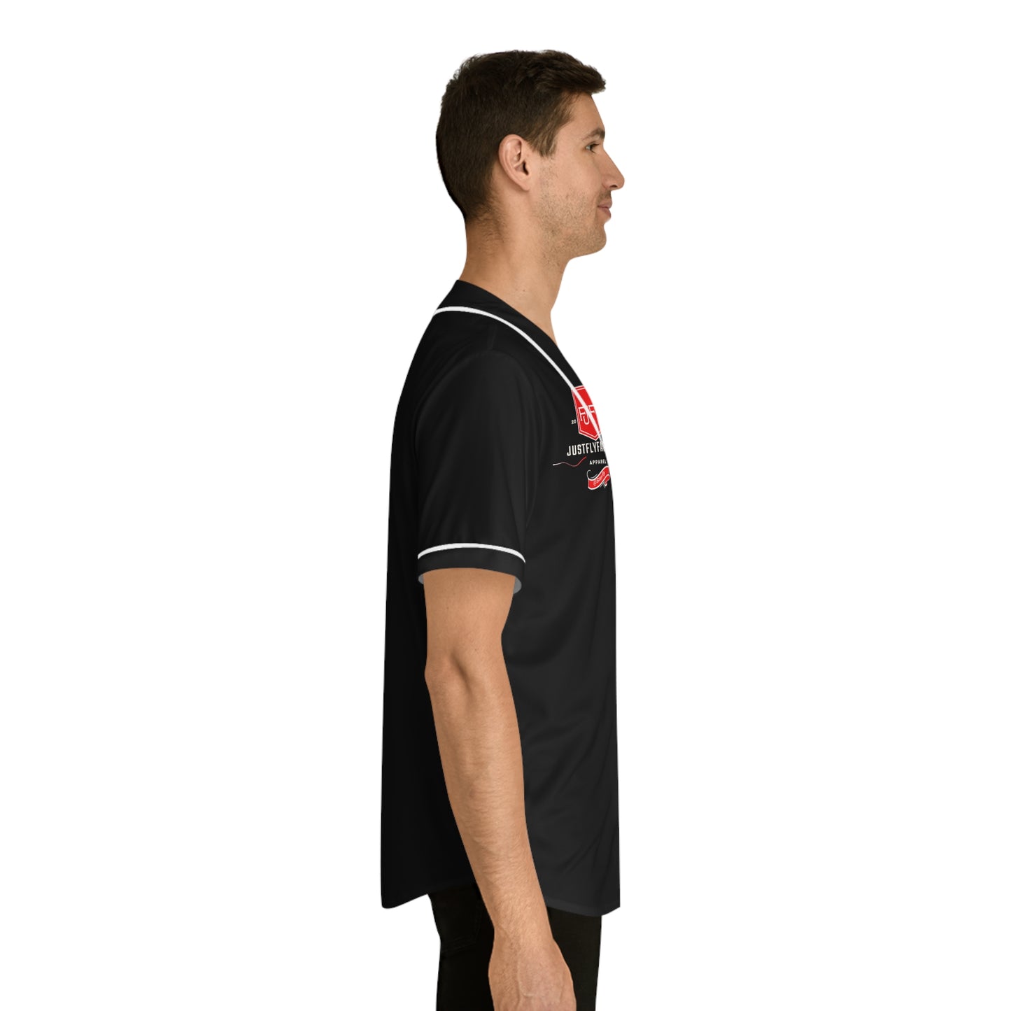Men's Baseball Jersey (AOP) JFF APPAREL TRIMS WHITE  OR  BLACK