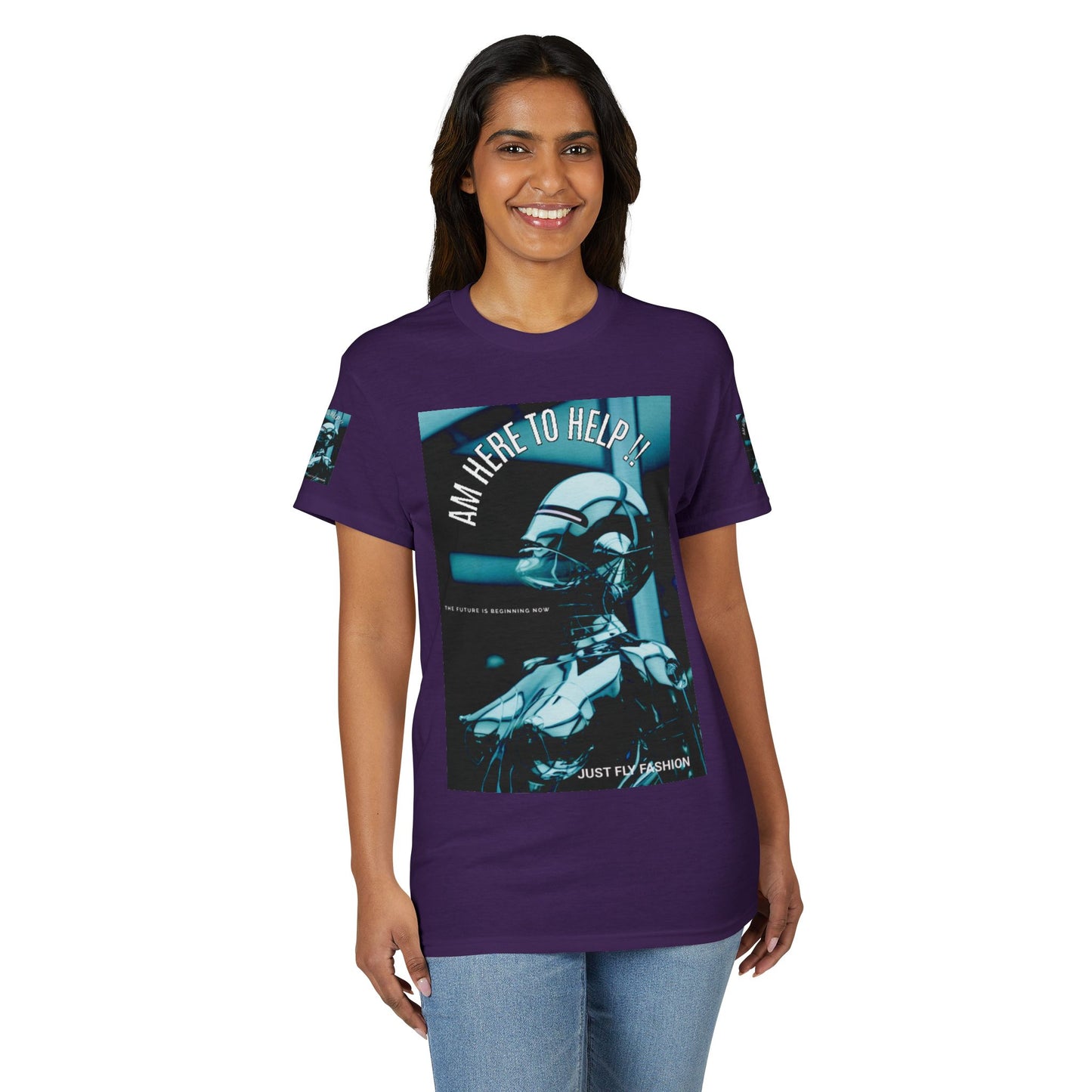 I'm Here to Help Robot Graphic T-Shirt — Futuristic Sci‑Fi AI Tee
