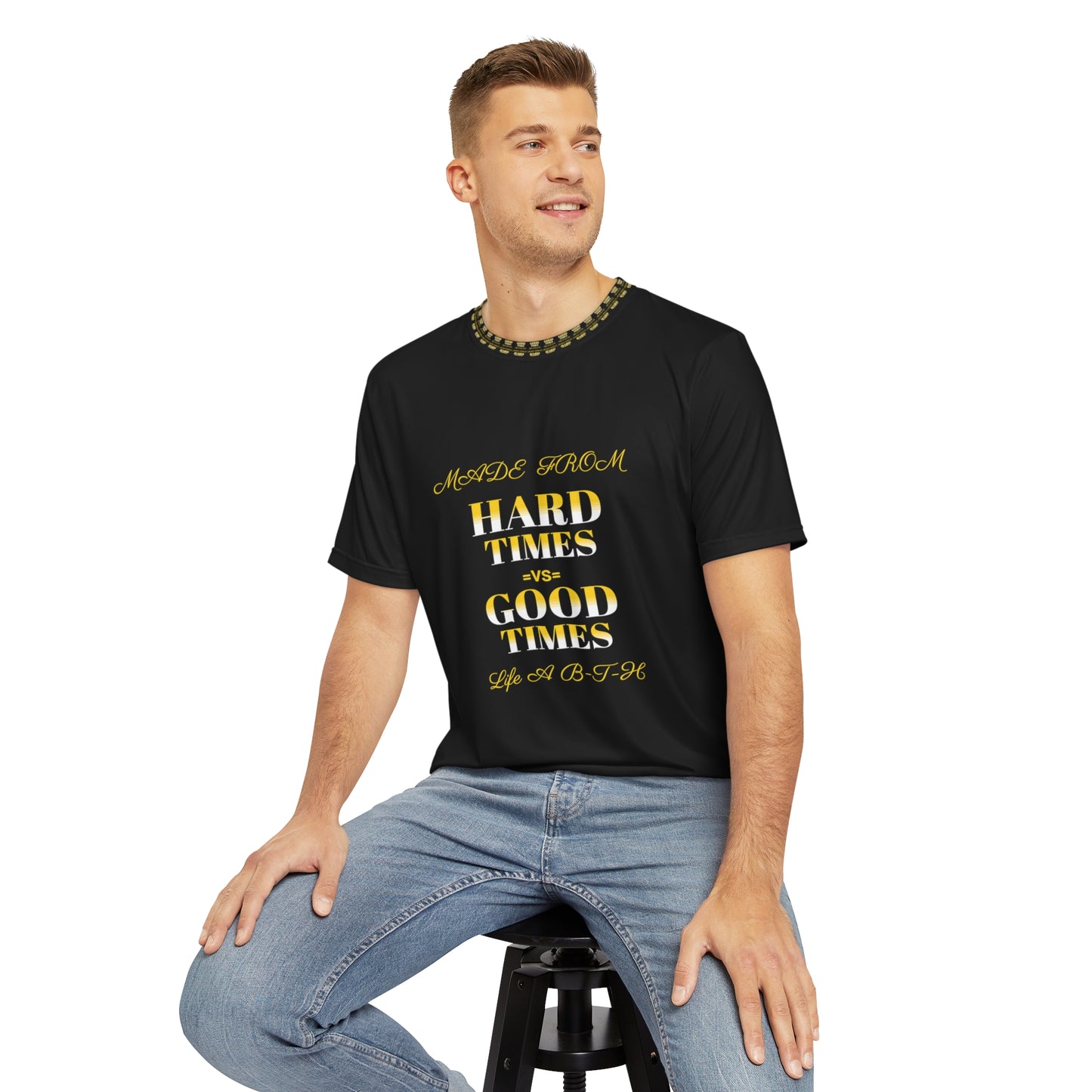 Men's Polyester Tee (AOP) HARD TIMES =VS= GOOD TIMES