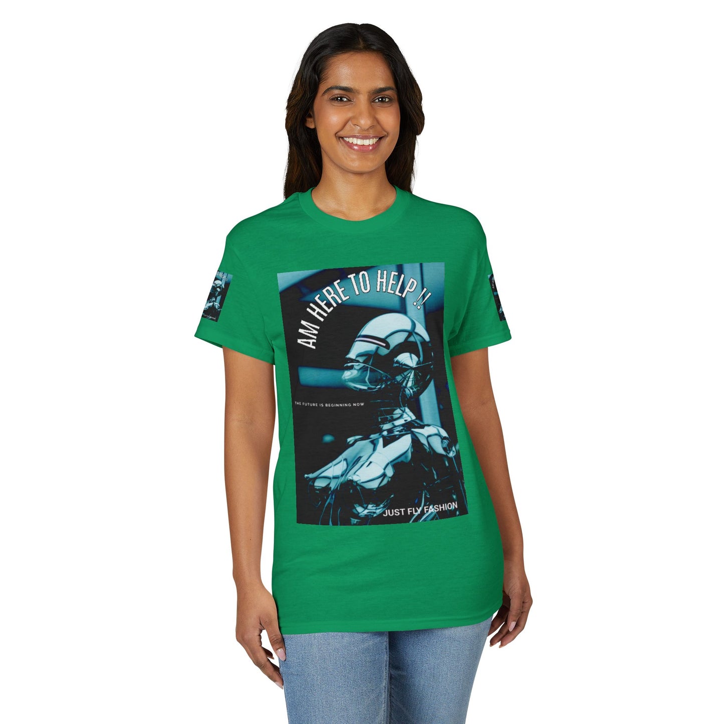 I'm Here to Help Robot Graphic T-Shirt — Futuristic Sci‑Fi AI Tee