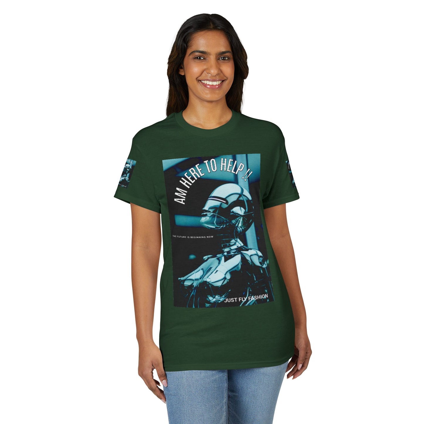 I'm Here to Help Robot Graphic T-Shirt — Futuristic Sci‑Fi AI Tee