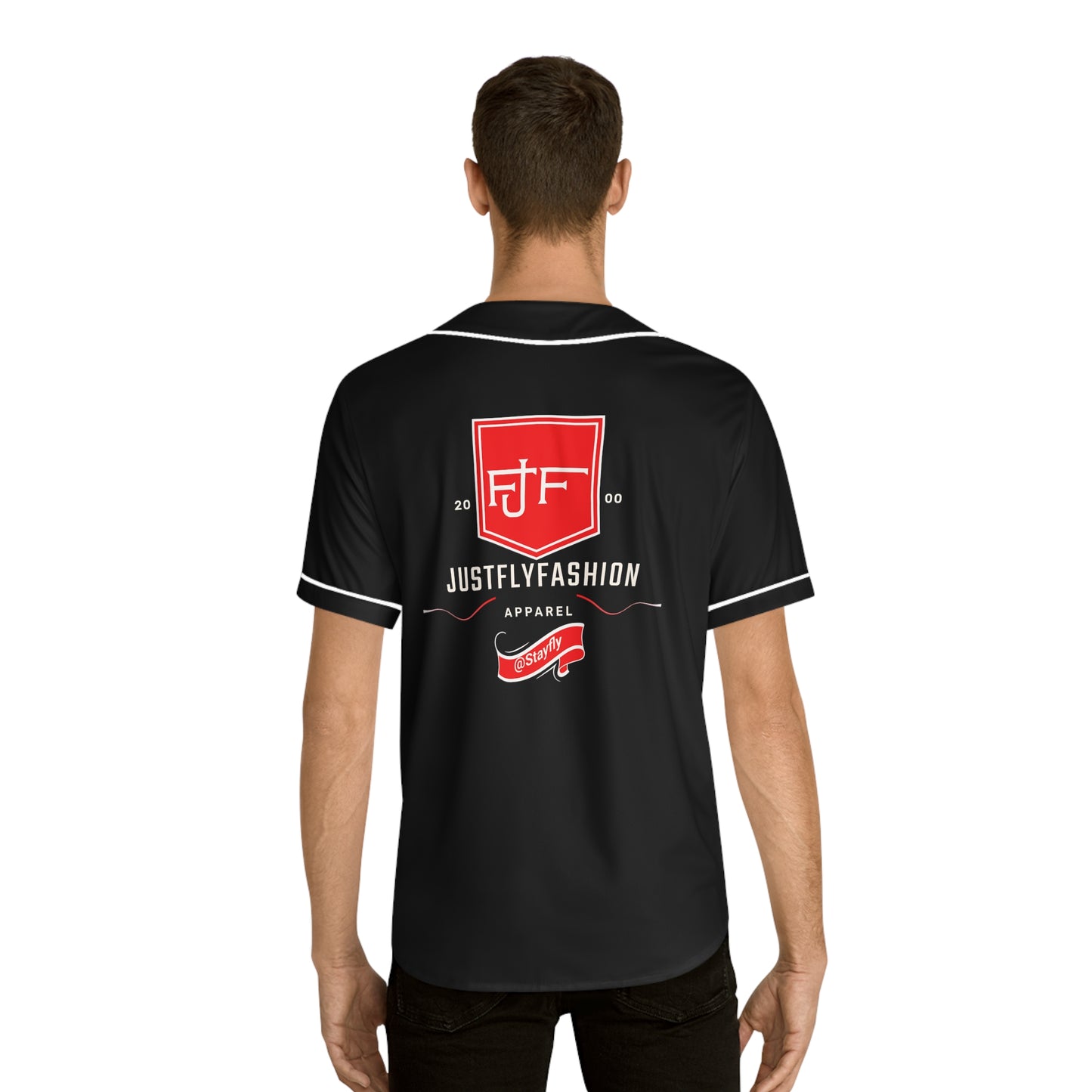 Men's Baseball Jersey (AOP) JFF APPAREL TRIMS WHITE  OR  BLACK