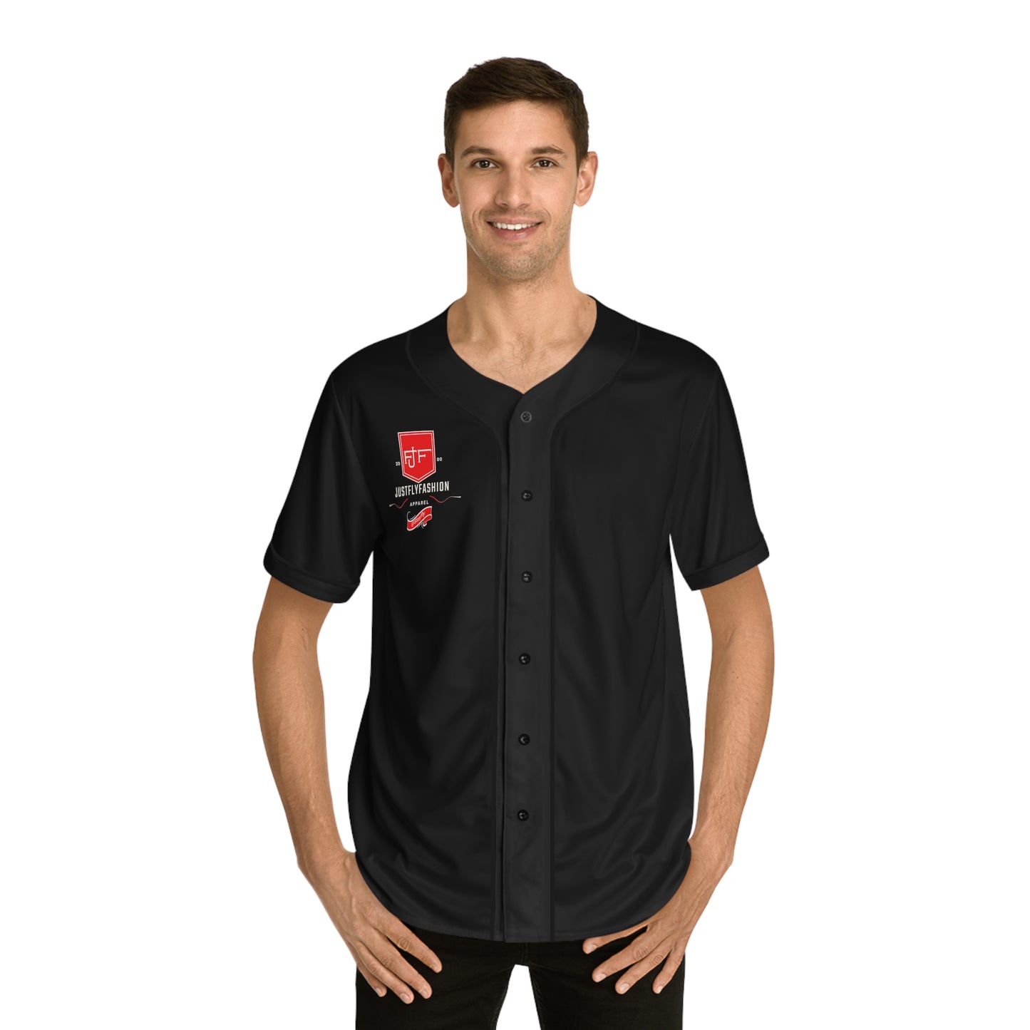 Men's Baseball Jersey (AOP) JFF APPAREL TRIMS WHITE  OR  BLACK