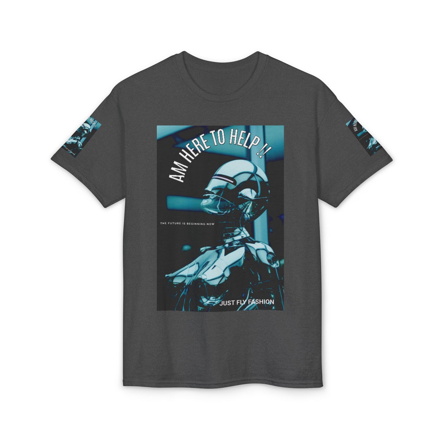 I'm Here to Help Robot Graphic T-Shirt — Futuristic Sci‑Fi AI Tee