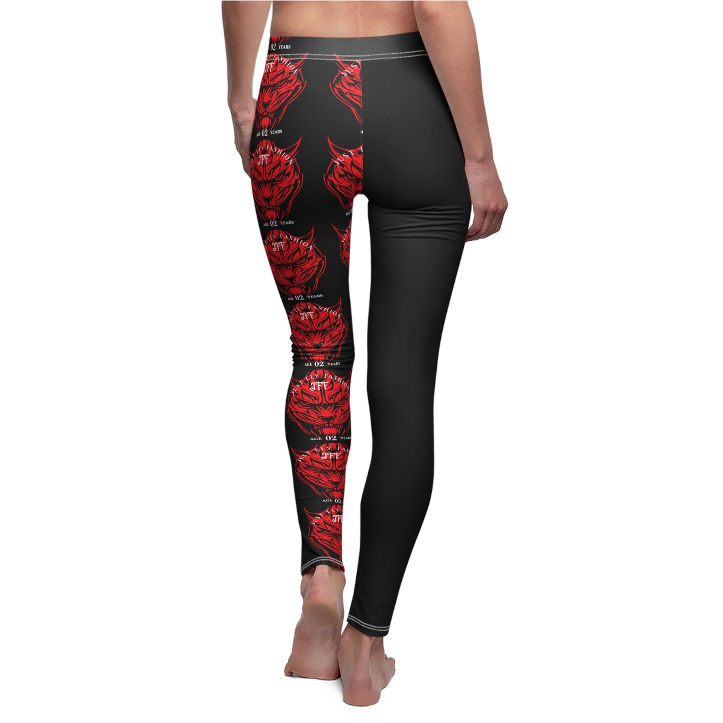 Women's Cut & Sew Casual Leggings (AOP)  RED TIGER JFF