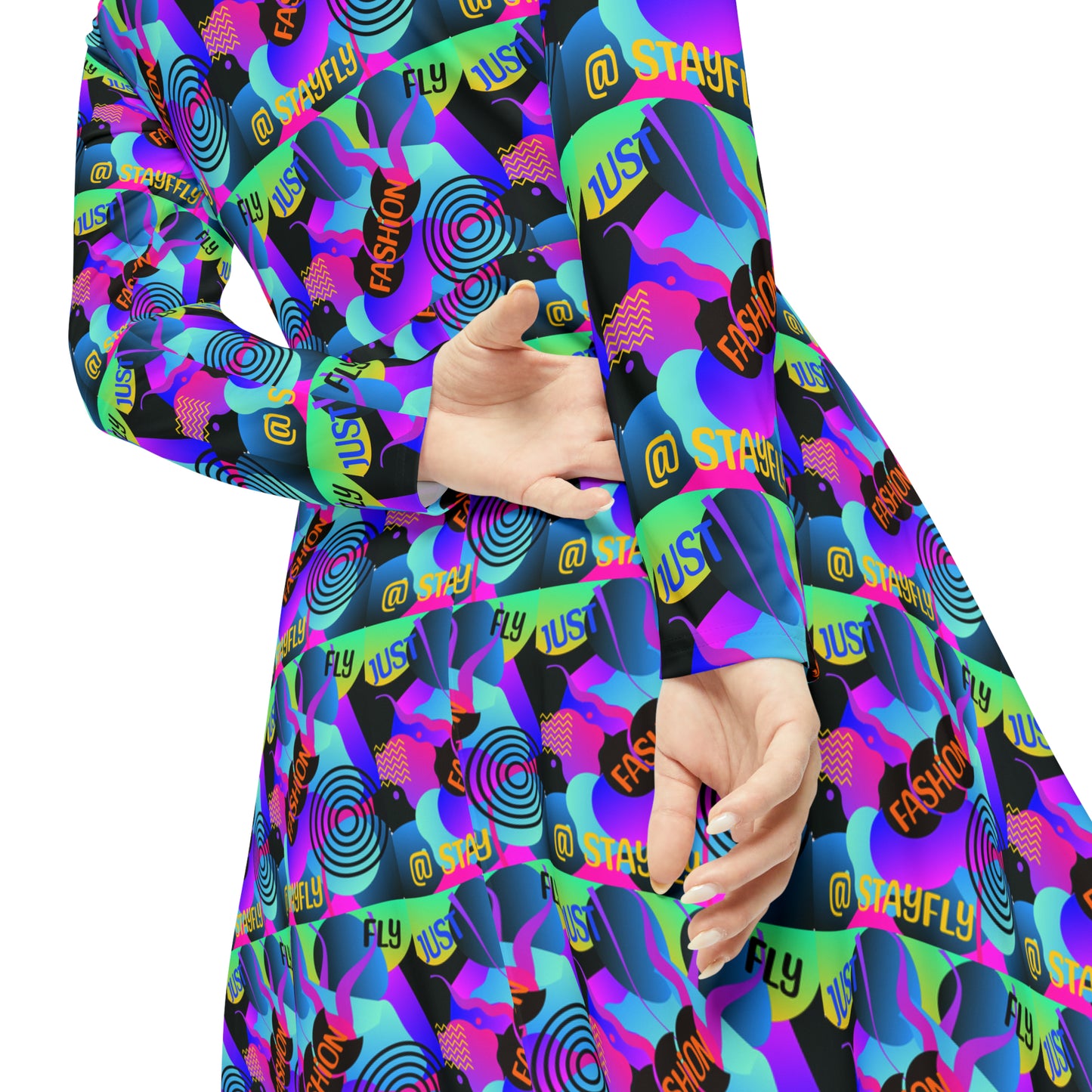 Women's Long Sleeve Dance Dress (AOP)JUST FLY FASHION PATTERN