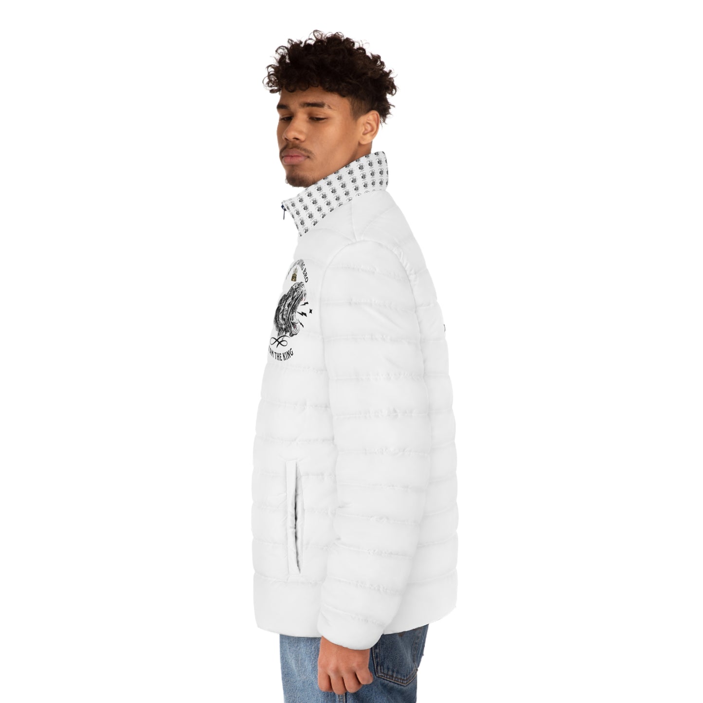 Men's Puffer Jacket (AOP) AM THE KING
