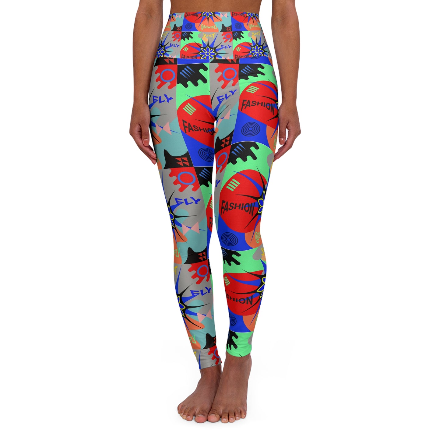 High Waisted Yoga Leggings (AOP)  STAR FLOWER