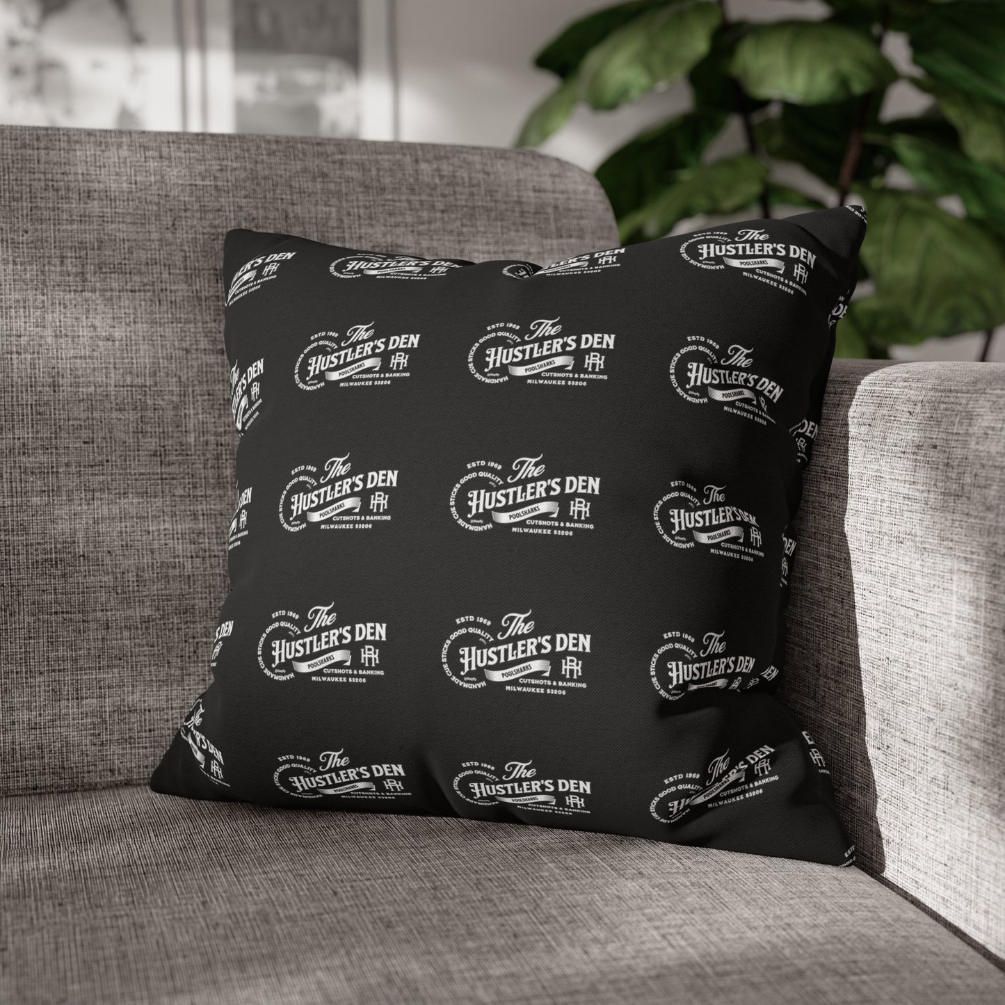 Spun Polyester Square Pillow Case HUSTLER'S DEN