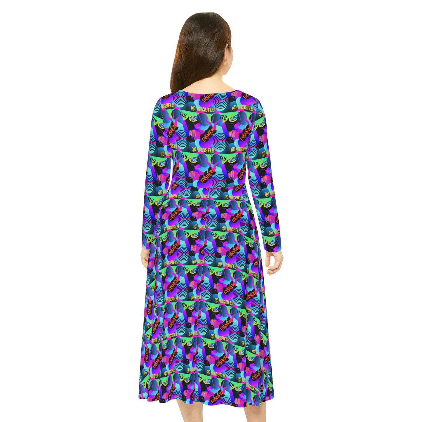 Women's Long Sleeve Dance Dress (AOP)JUST FLY FASHION PATTERN