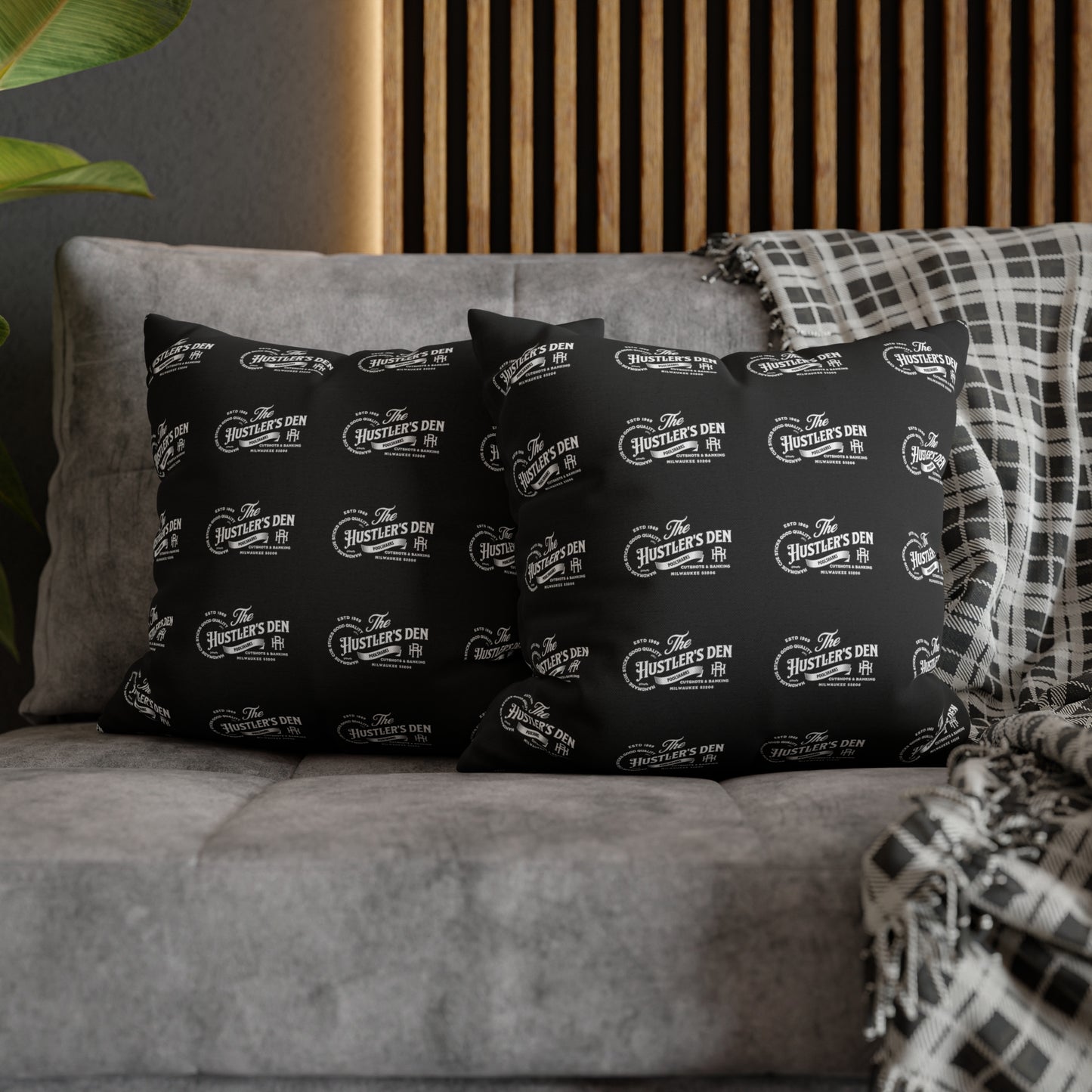 Spun Polyester Square Pillow Case HUSTLER'S DEN