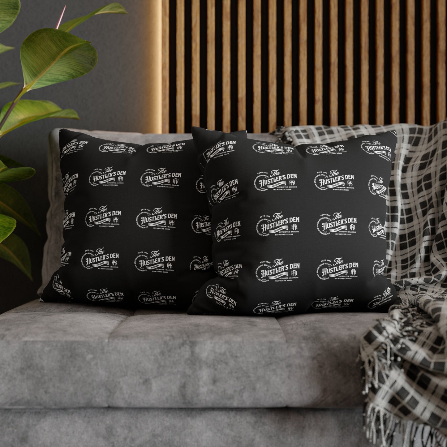 Spun Polyester Square Pillow Case HUSTLER'S DEN