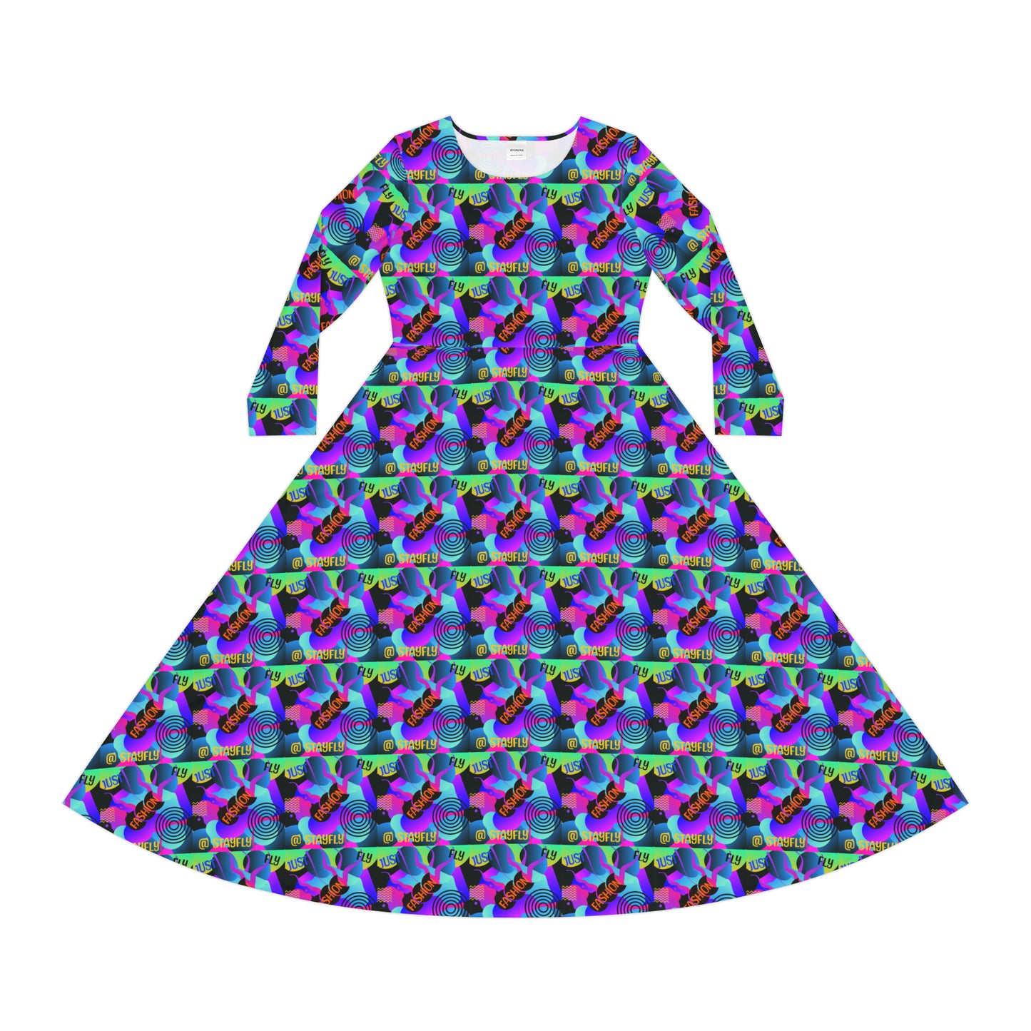Women's Long Sleeve Dance Dress (AOP)JUST FLY FASHION PATTERN