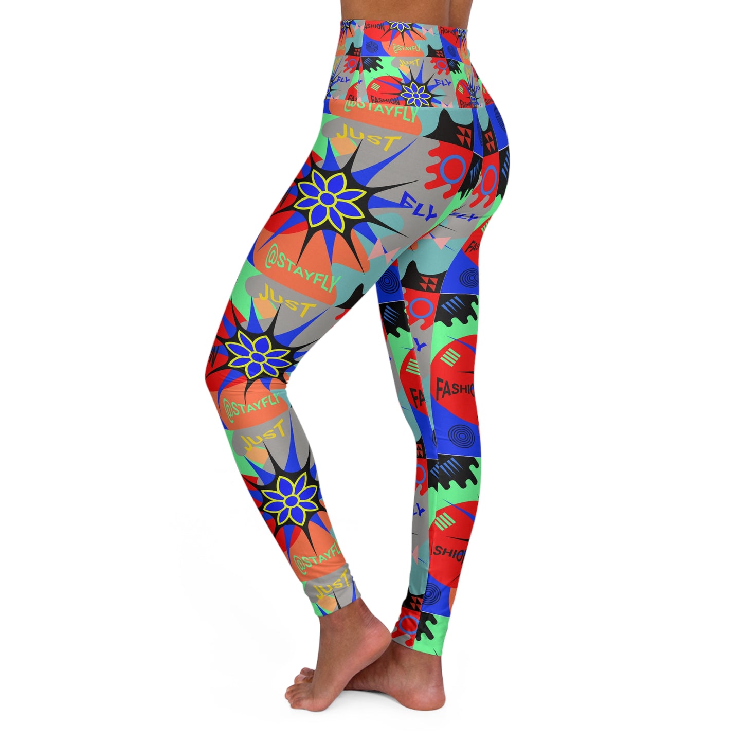 High Waisted Yoga Leggings (AOP)  STAR FLOWER
