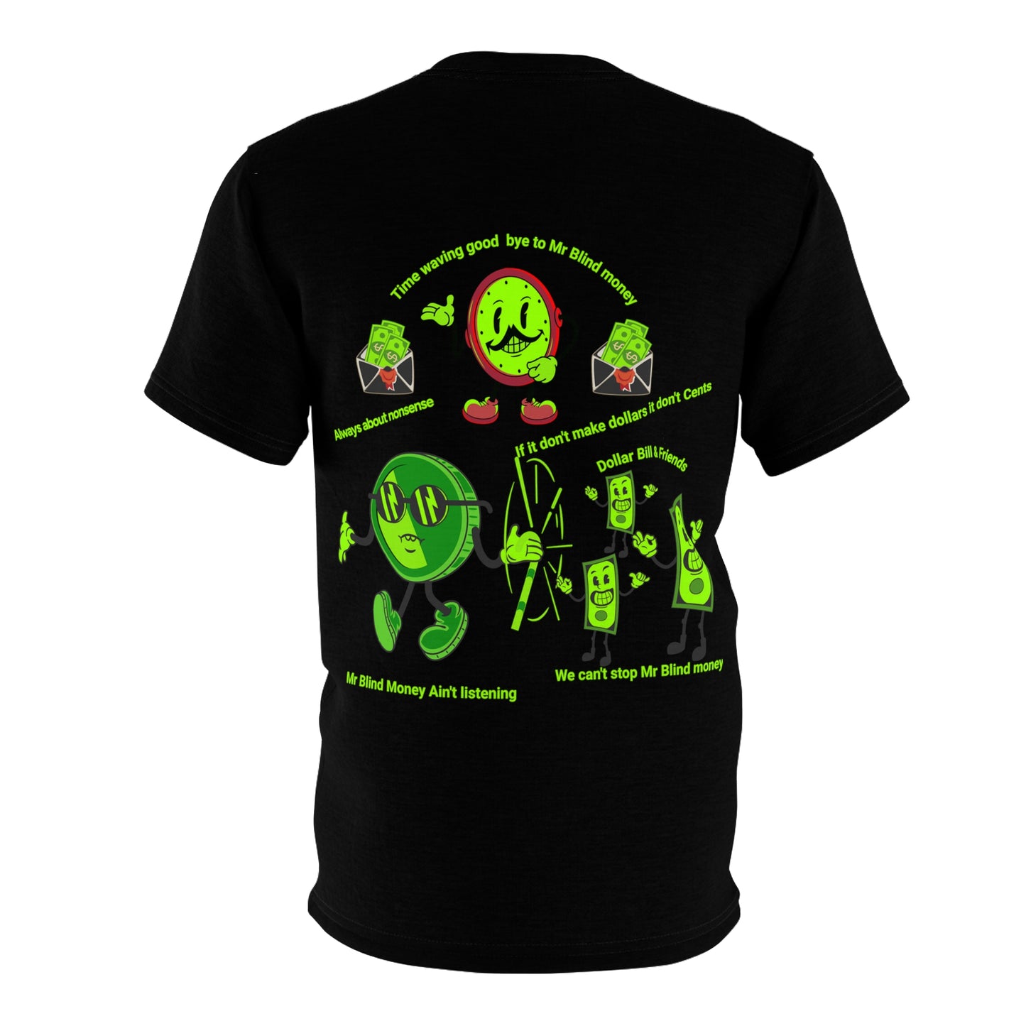 Unisex Cut & Sew Tee (AOP) Mr Blind Money, Dollar Bill, Time
