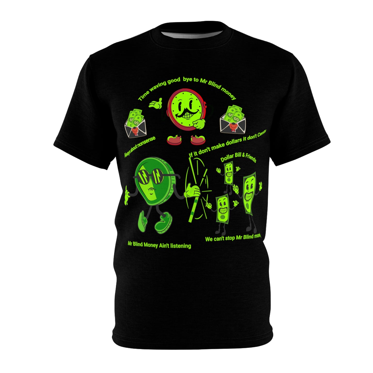 Unisex Cut & Sew Tee (AOP) Mr Blind Money, Dollar Bill, Time