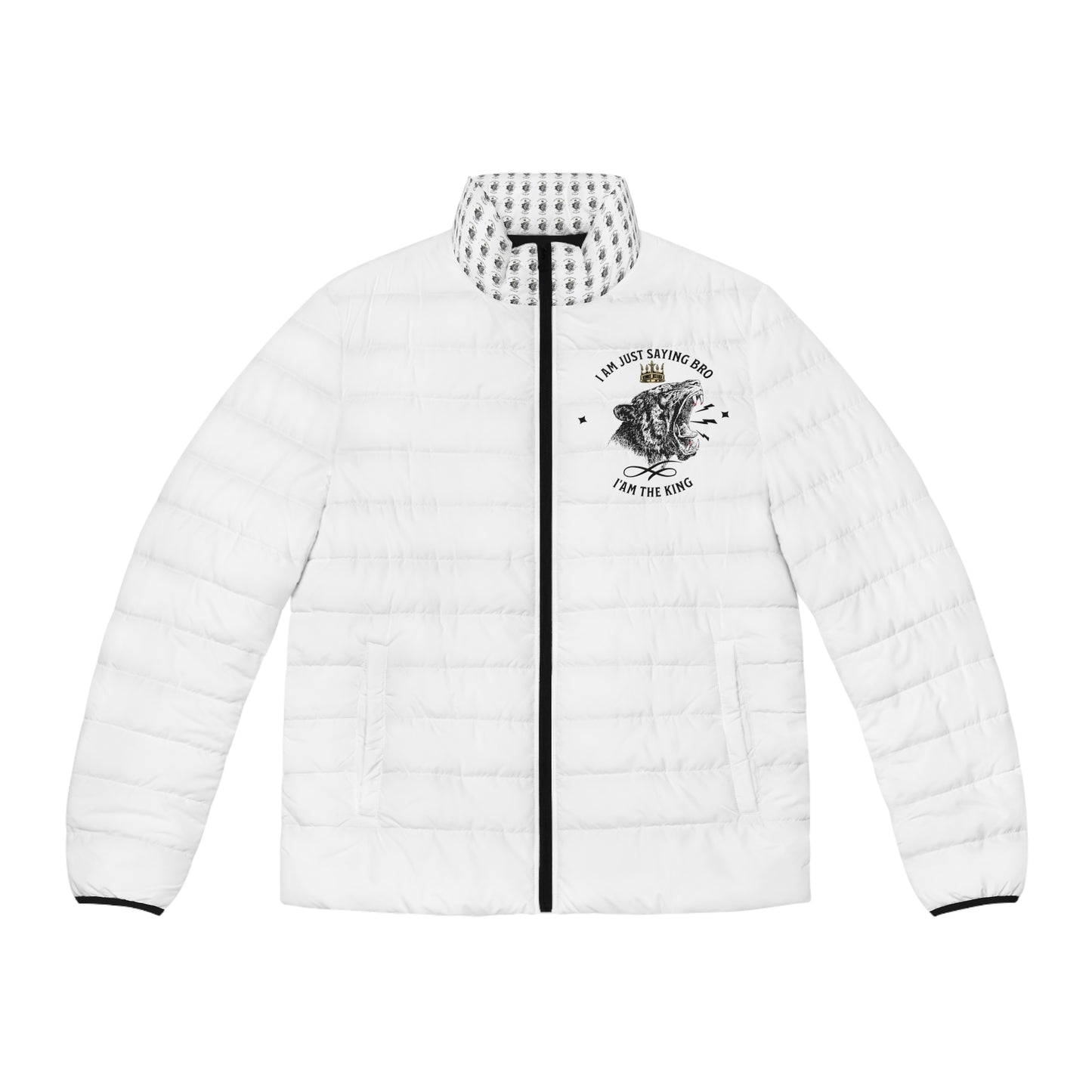 Men's Puffer Jacket (AOP) AM THE KING