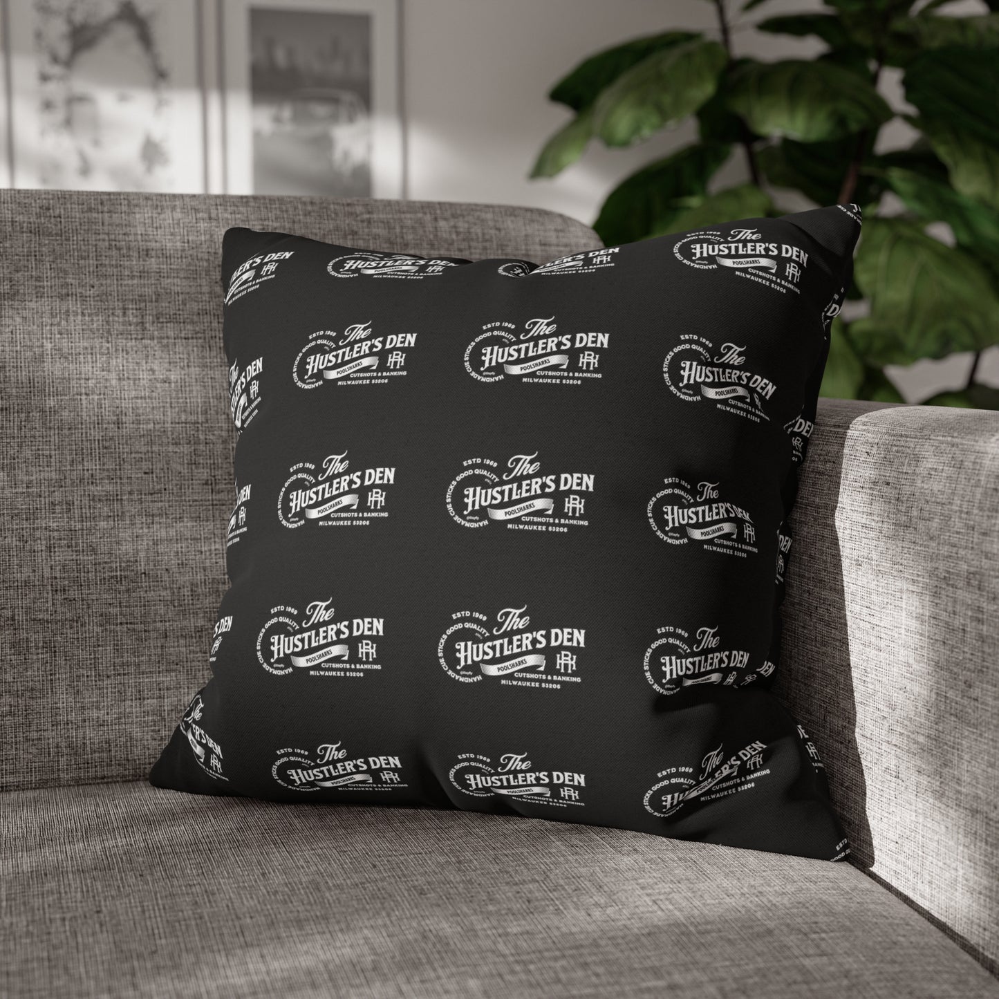 Spun Polyester Square Pillow Case HUSTLER'S DEN