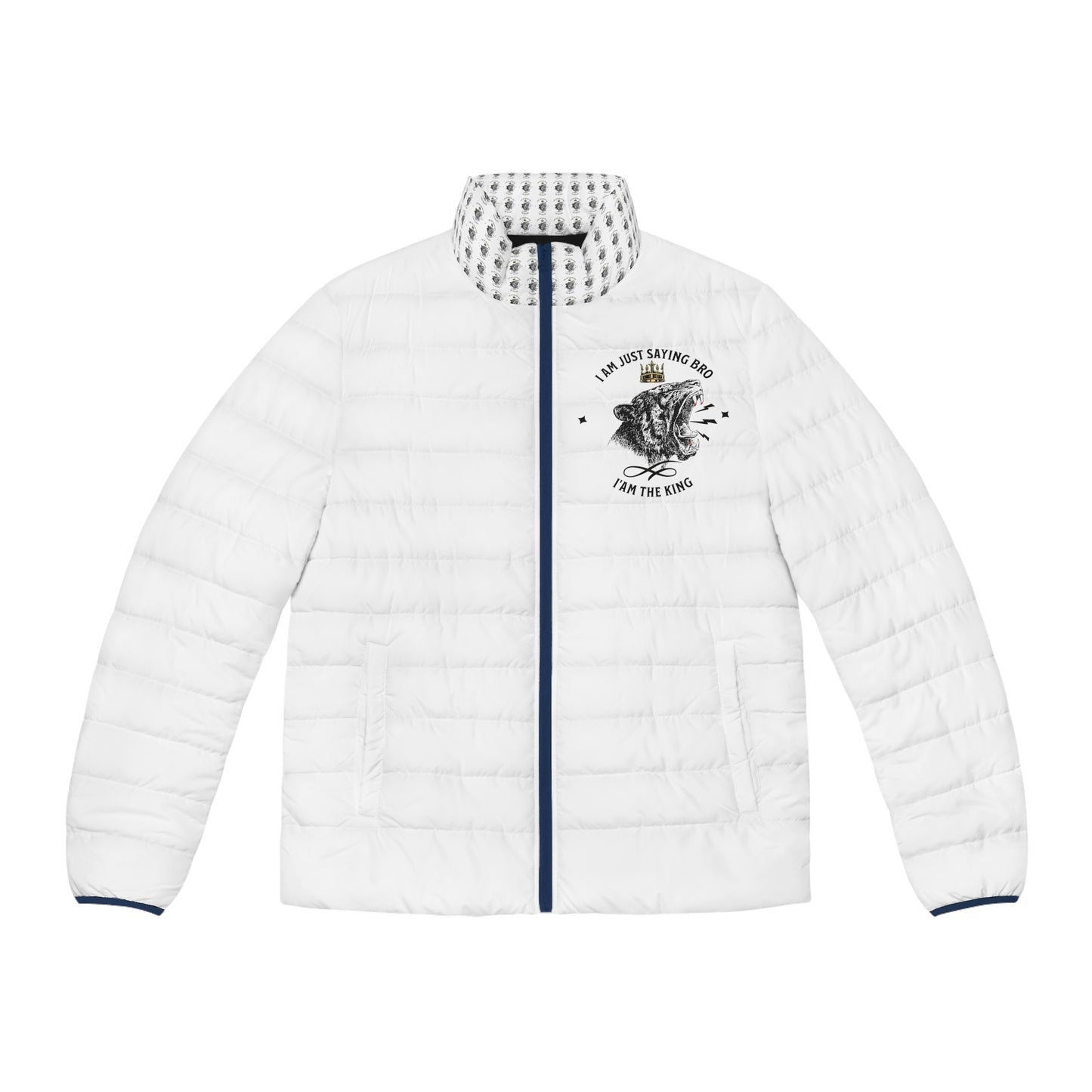 Men's Puffer Jacket (AOP) AM THE KING
