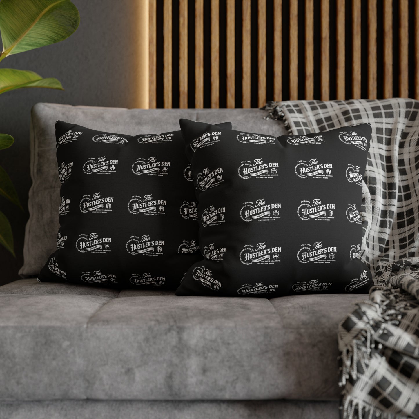Spun Polyester Square Pillow Case HUSTLER'S DEN