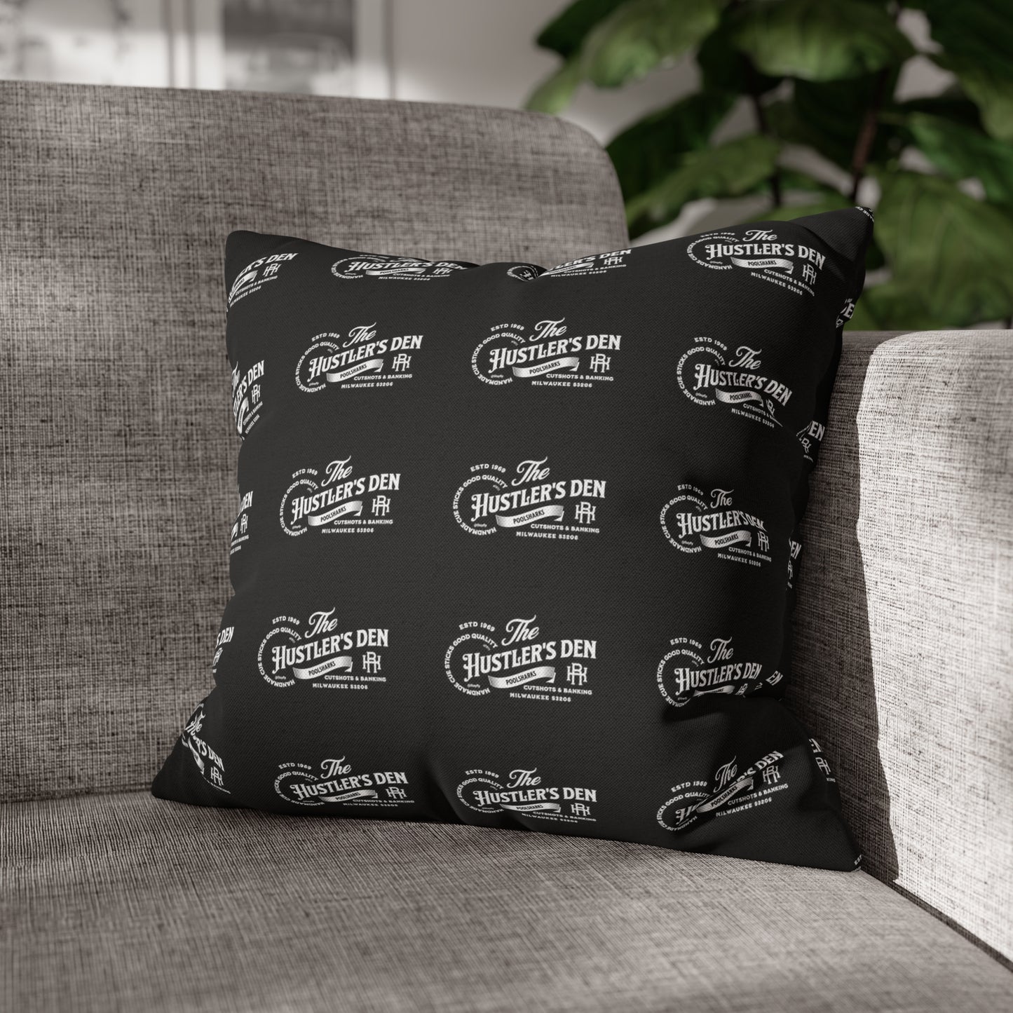 Spun Polyester Square Pillow Case HUSTLER'S DEN