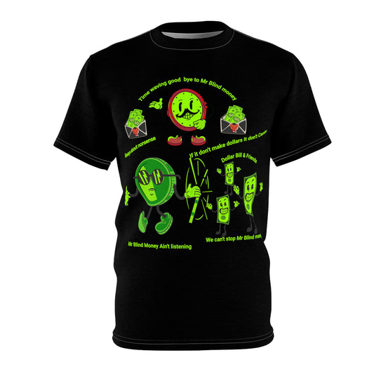 Unisex Cut & Sew Tee (AOP) Mr Blind Money, Dollar Bill, Time