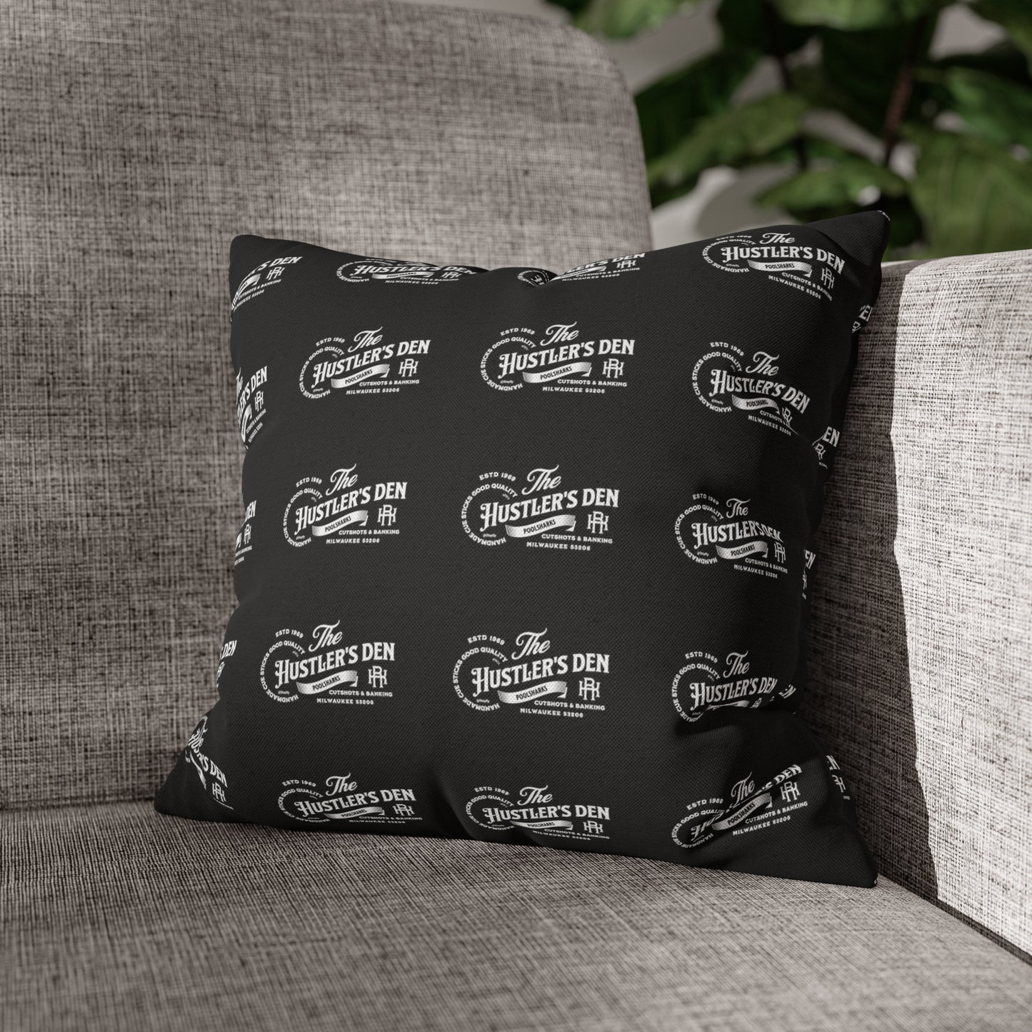 Spun Polyester Square Pillow Case HUSTLER'S DEN