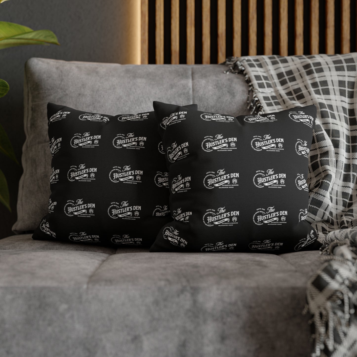 Spun Polyester Square Pillow Case HUSTLER'S DEN